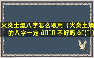 火炎土燥八字怎么取用（火炎土燥的八字一定 🐕 不好吗 🦆 ）